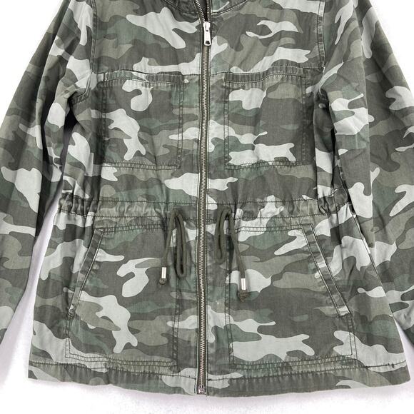 Old Navy Jacket Size L Green Camouflage Utility Camo Adjustable Waist Cotton - Picture 3 of 10
